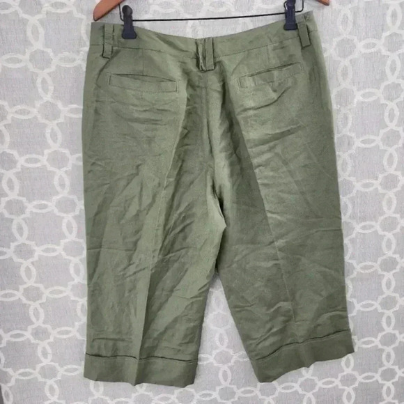 Larry Levine Linen Blend Green Capri Pants Women's 14 - Picture 2 of 7